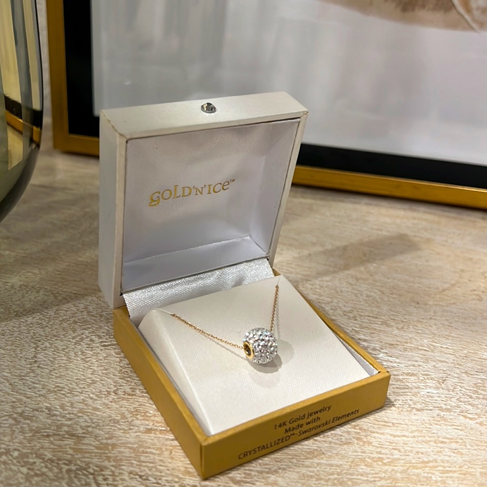 Swarovski GOLD’N’ICE Crystalized pendent, 14 karat gold necklace, NWT - Picture 4 of 9